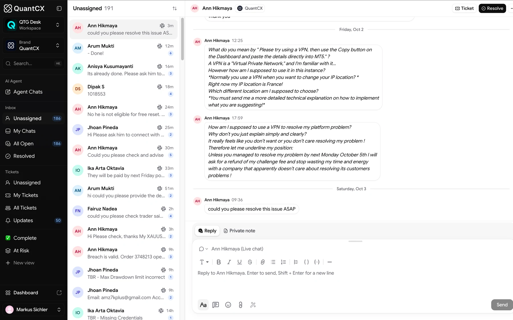QuantCX helpdesk